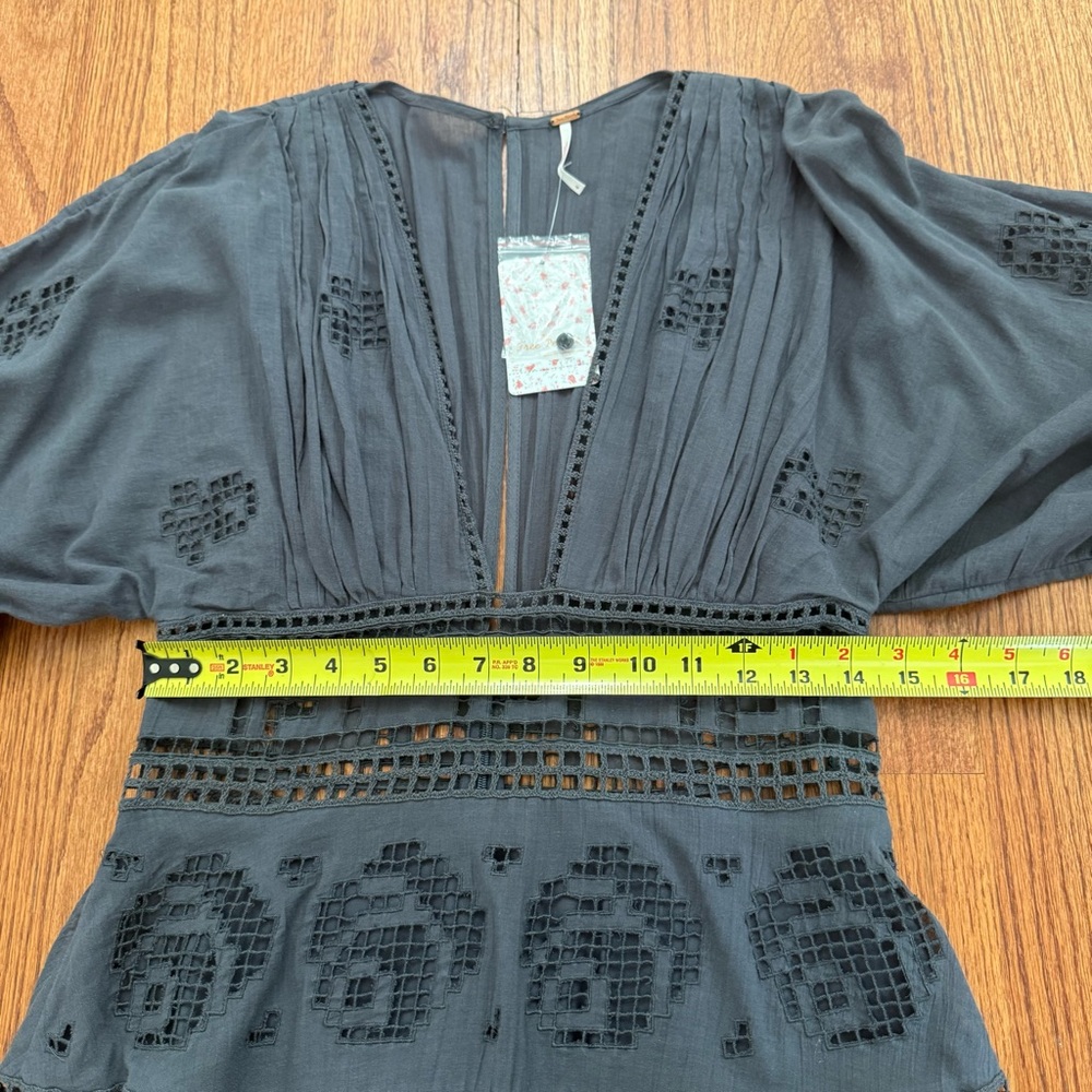 NWT Free People Tea Time Embroidered Dress in Charcoal size 4 - Picture 16 of 16